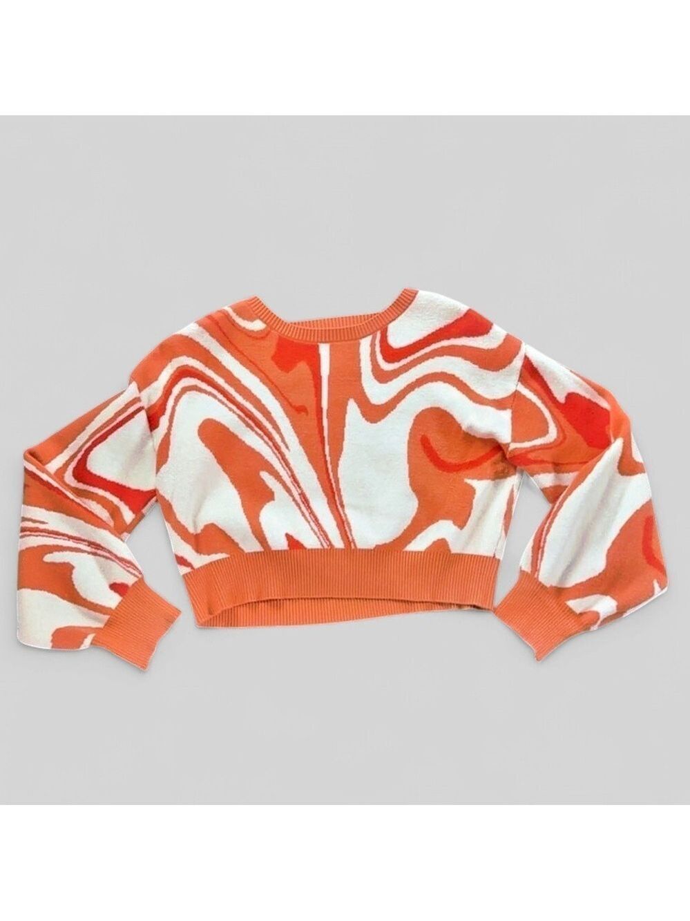 Altar’d State-orange and cream cropped sweater-size S-EUC